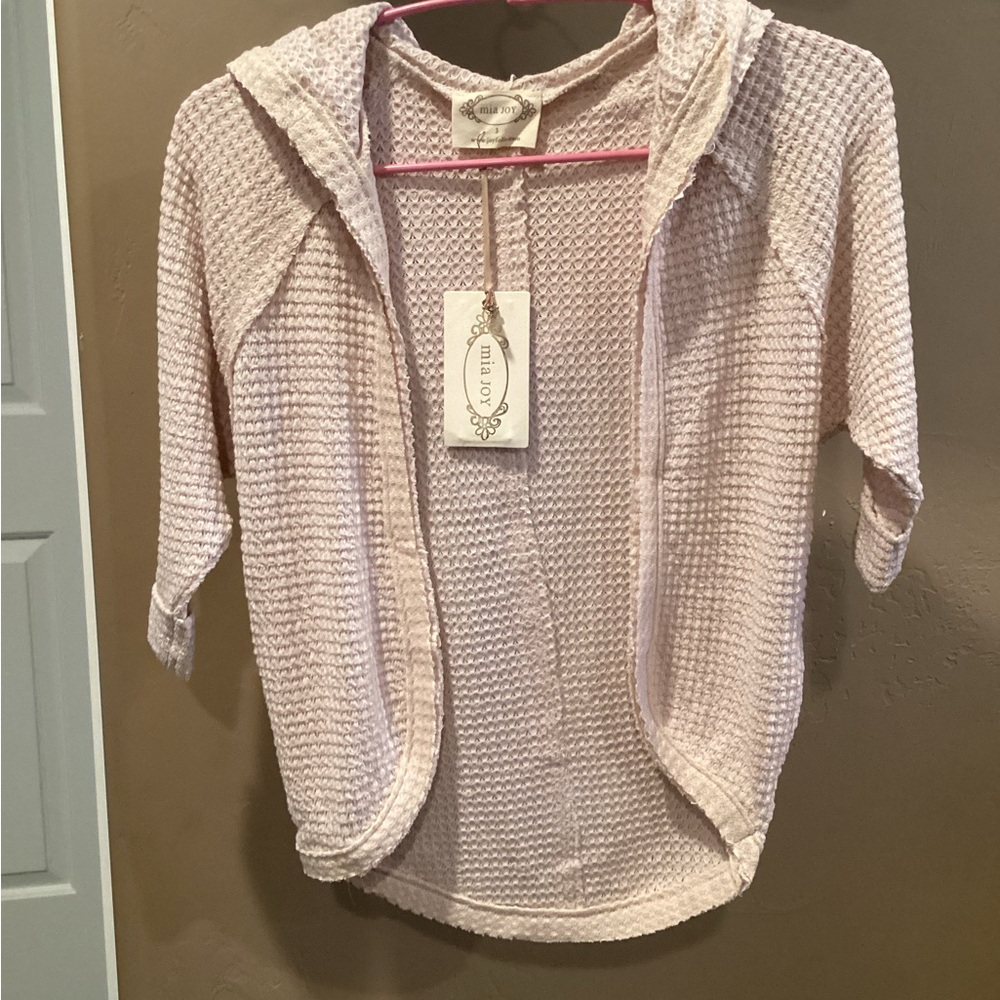 Joyfolie Blush Waffle Knit Kids Cardigan